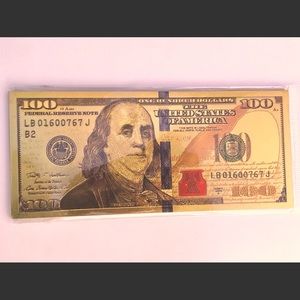 ONE HUNDRED 100 DOLLAR BILL GOLD Novelty Fridge Magnet Souvenir
